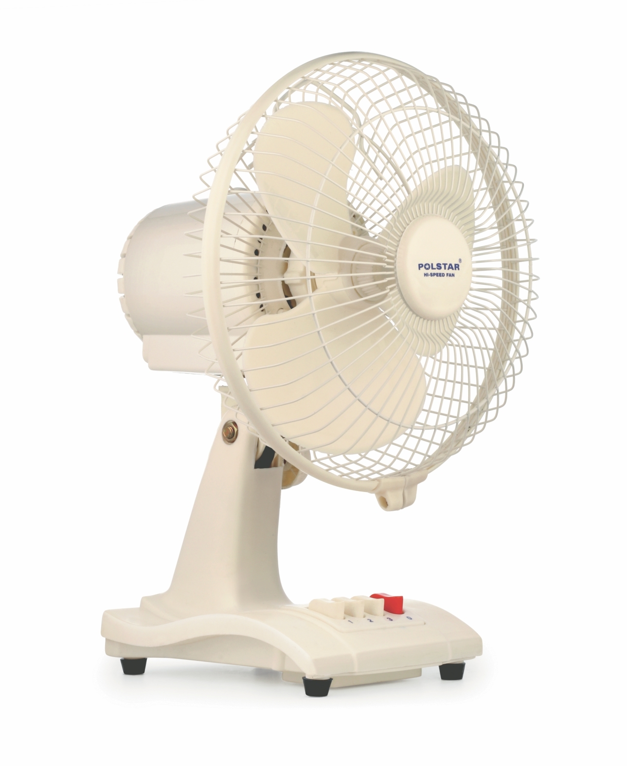 Oscillating Table Fan - Plastic Material, 3 Blades, 2500 Rpm Speed Mode, Ivory, White, Red-black Colors | 210-230v Ac Power Source, 2 Year Warranty