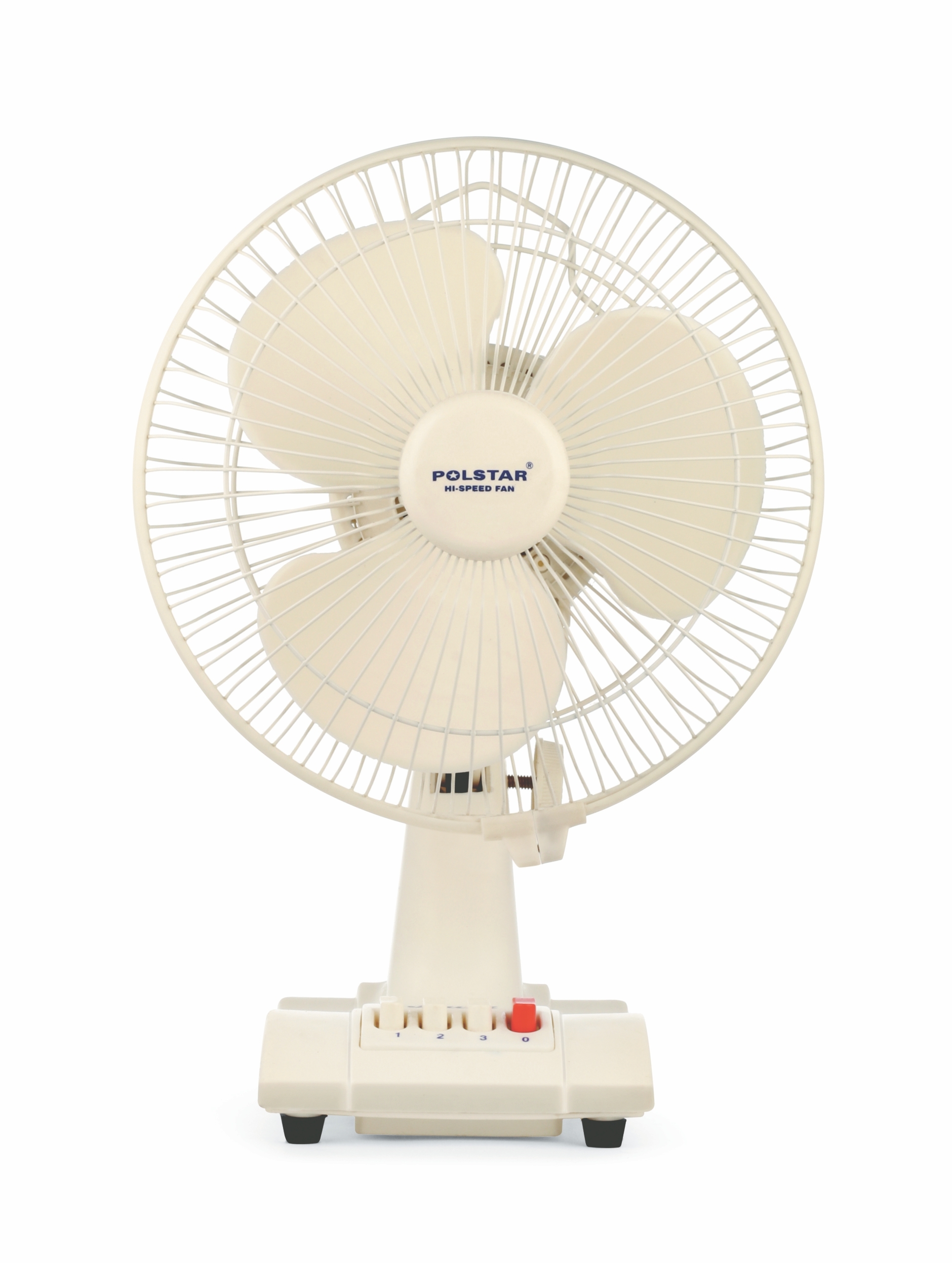 Oscillating Table Fan - Plastic Material, 3 Blades, 2500 Rpm Speed Mode, Ivory, White, Red-black Colors | 210-230v Ac Power Source, 2 Year Warranty