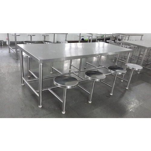 8 Seater Stainless Steel Canteen Table