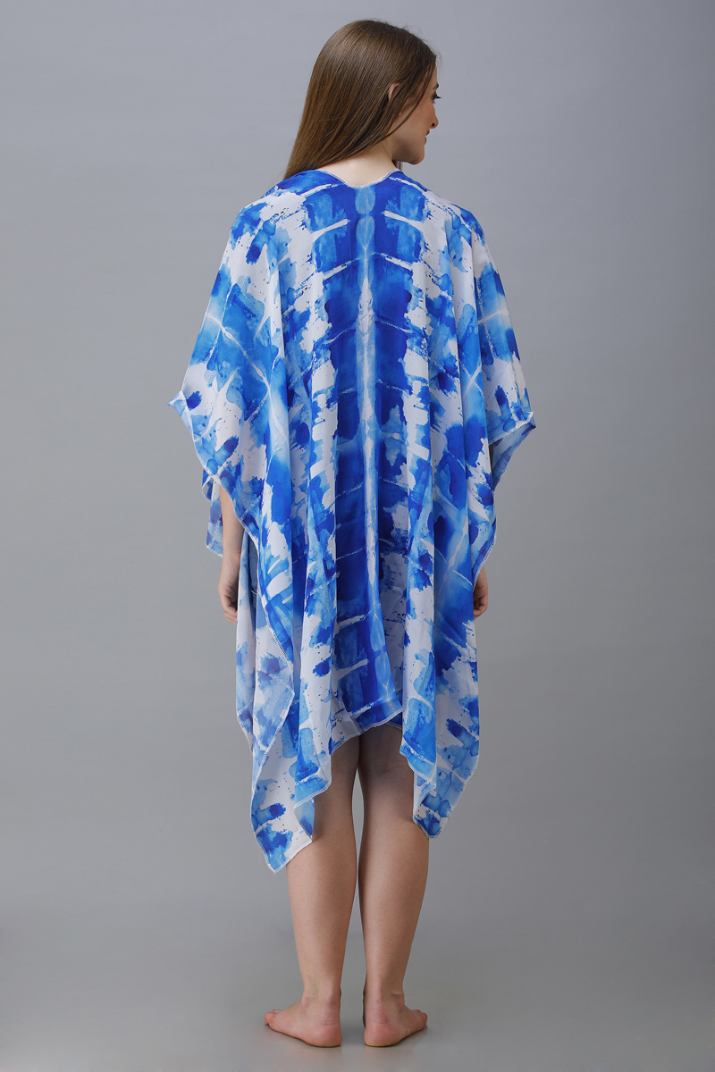 Digital Printed Crepe Poncho - Customized Sizes Available, Multi-color Options, All Season Wear, Sleeveless Design, Perfect For Casual And Formal Occasions