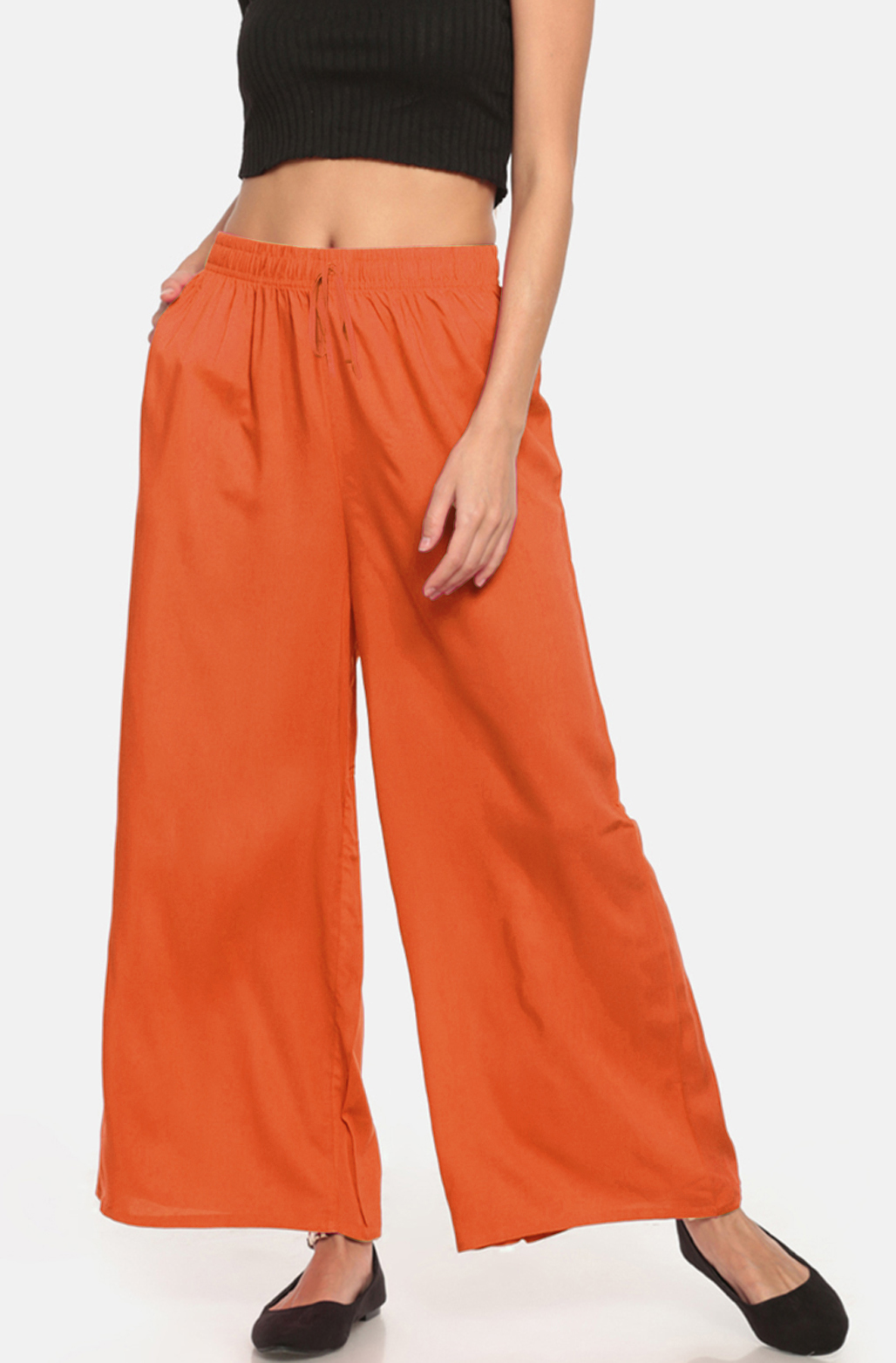Palazzo - Rayon Stitched Trousers, Size Free, Length 42 Inches, All Color Options | Ideal For Women, Comfortable Casual Wear, Plain Dyed