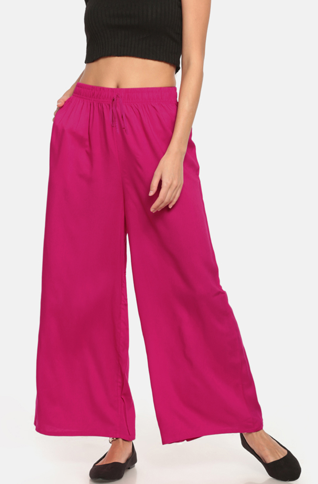 Palazzo - Rayon Stitched Trousers, Size Free, Length 42 Inches, All Color Options | Ideal For Women, Comfortable Casual Wear, Plain Dyed