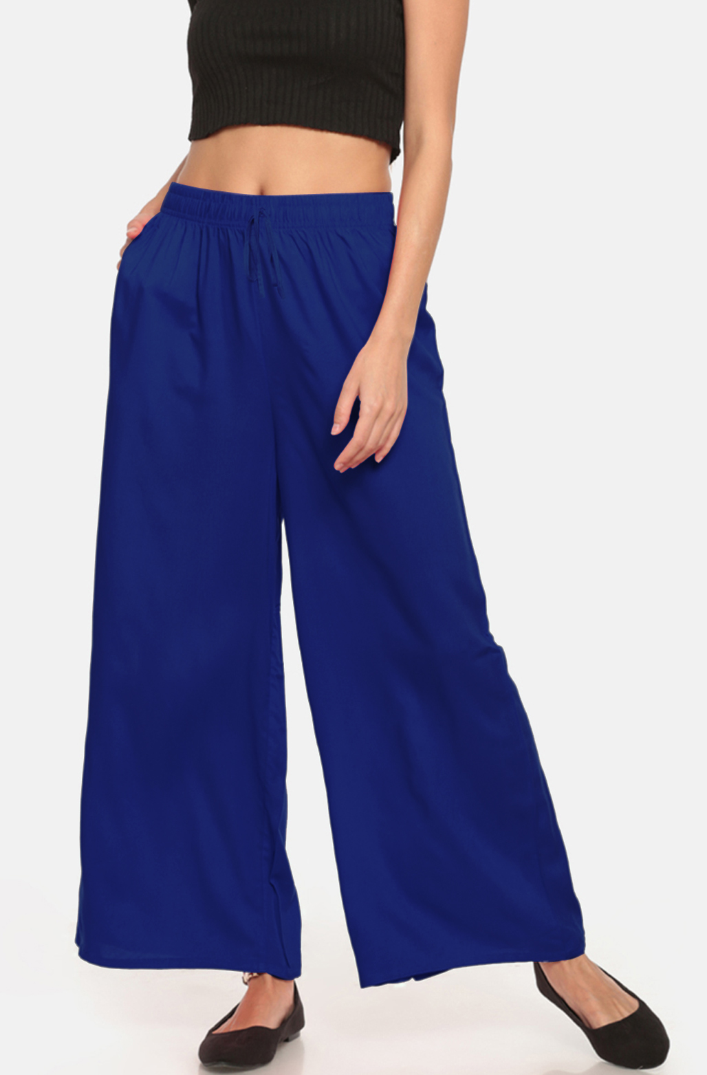 Palazzo - Rayon Stitched Trousers, Size Free, Length 42 Inches, All Color Options | Ideal For Women, Comfortable Casual Wear, Plain Dyed