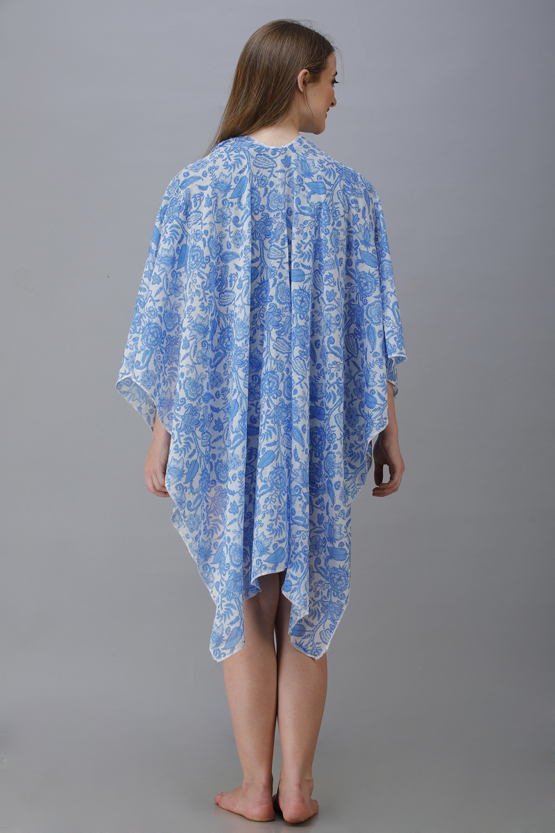 Screen Printed Cotton Poncho - Multi Color, Customized Sizes Available Including Plus Size, Sleeveless Design, Trendy Printed Pattern For All Seasons