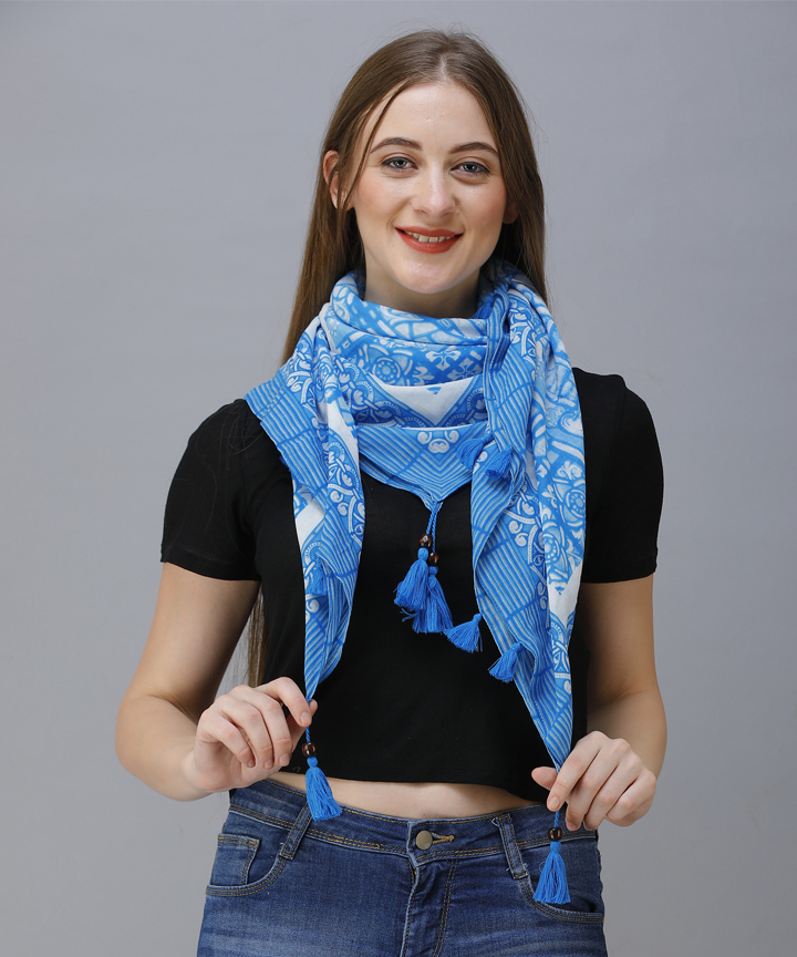 Fashion Scarves - Silk/cotton/modal Blend, 100x180 Cm - Multi-color Printed, Screen Print For All Occasions