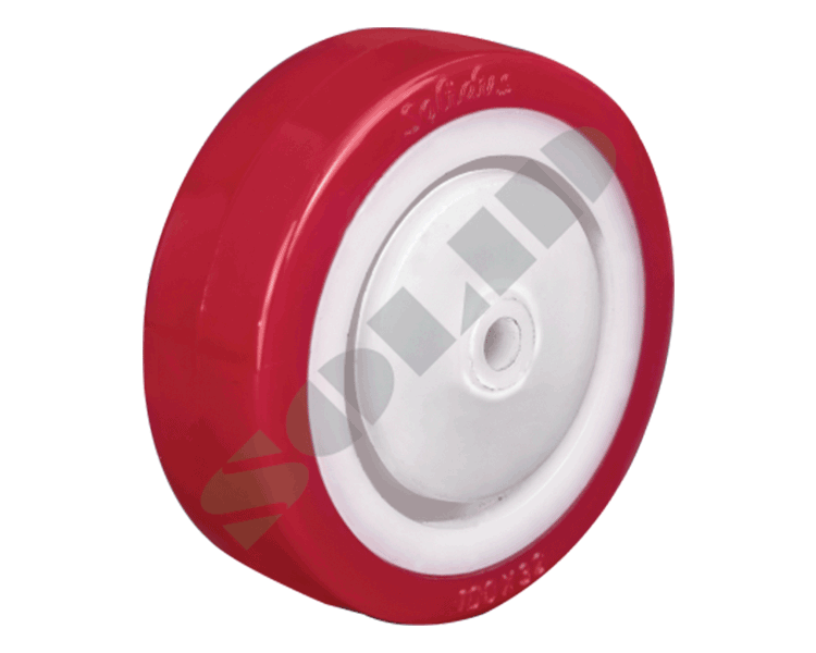 Pu Tyred Nylon Wheels - 4-8 Inch Size, Red & White Colors | Impact And Abrasion Proof, Ideal For Smooth Trolley Movement