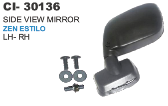 Side View Mirror Zen Estilo Maruti L/r - Durable Abs Plastic, Dimensions Tbd, Sleek Black Finish | 4-wheeler Compatibility, Warranty Included
