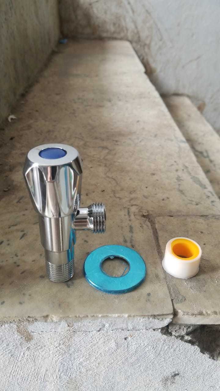Imported Angle Valve - Stainless Steel, 15mm Size | Manual Operation, Wall Mounted, Flanged, Chrome Finish, Suitable For Plumbing Applications