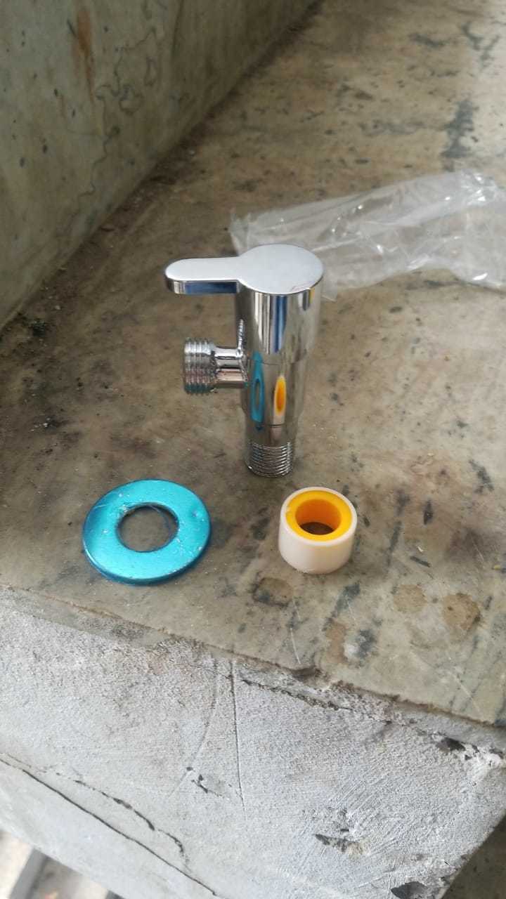 Imported Angle Valve - Stainless Steel, 15mm Size | Manual Operation, Wall Mounted, Flanged, Chrome Finish, Suitable For Plumbing Applications