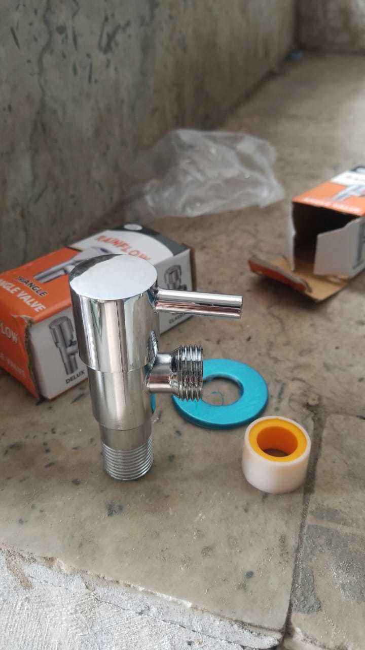Imported Angle Valve - Stainless Steel, 15mm Size | Manual Operation, Wall Mounted, Flanged, Chrome Finish, Suitable For Plumbing Applications