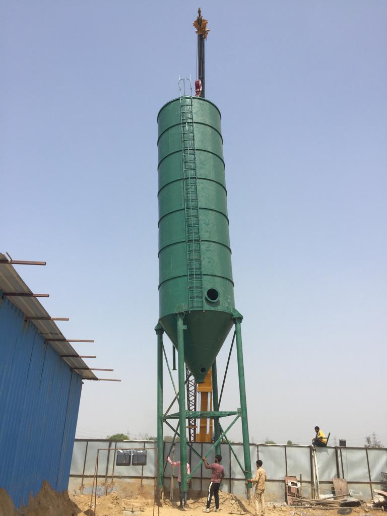 Cement Storage Silo - Steel, 10-50 Meters Height, 5-20 Meters Diameter | 100-1000 Tons Capacity, Cylindrical Shape, Concrete Foundation, Ladder, Platform, Safety Railing