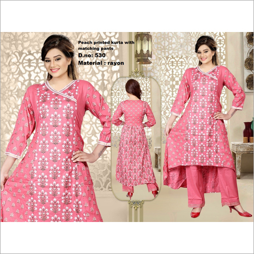 अंगरखा प्रिंटेड कुर्ति विद पलाज़ो