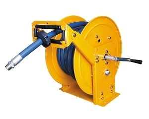 Bright Auto Rewind Grease Hose Reel - Carbon Steel, 18x8x20 Inches | Red/blue/black, 10 To 30 Meter Length, Automatic Priming, Low Pressure Operation, Smooth Unrolling Rollers