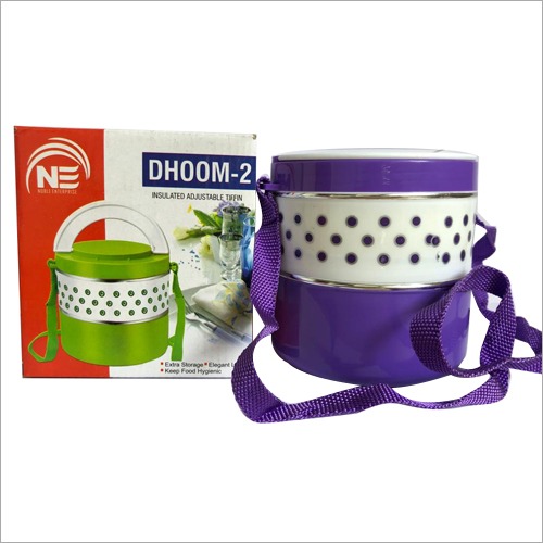 Office Tiffin Box - Stainless Steel Inner, Polished Round Design , Durable 100% Food Grade PP Outer, Stylish & Easy to Carry, Keeps Food Warm