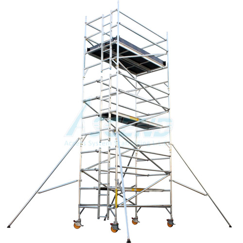 Movable Aluminium Scaffolding Tower - Lightweight and Durable Design | Includes Convenient Ladders for Easy Access