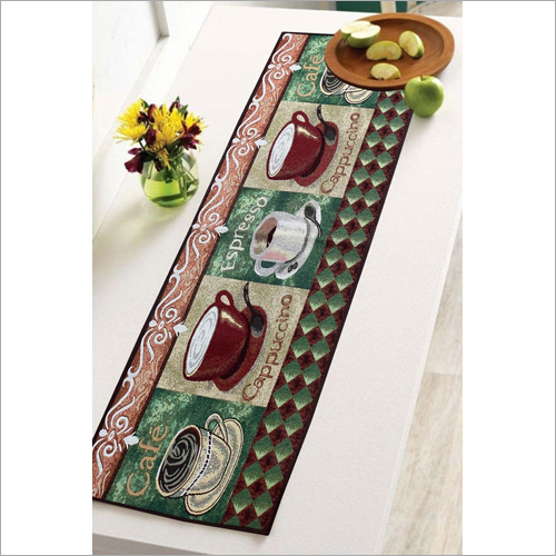 Printed Table Runner - Polyester, 14" x 70" Rectangle | Red with Coffee Cups Design, Machine Washable