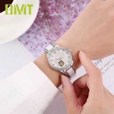 Vt-ss3693 High End Steel Ceramic Bracelet Mechanical Women Watch