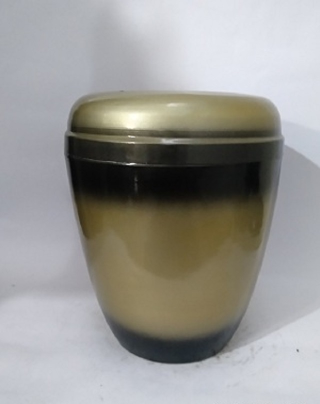 Bronze Metal Urn - Iron Material, 10" Diameter X 8" Height X 5" Base | Brass Finish, American Religious Style, Casting Technique