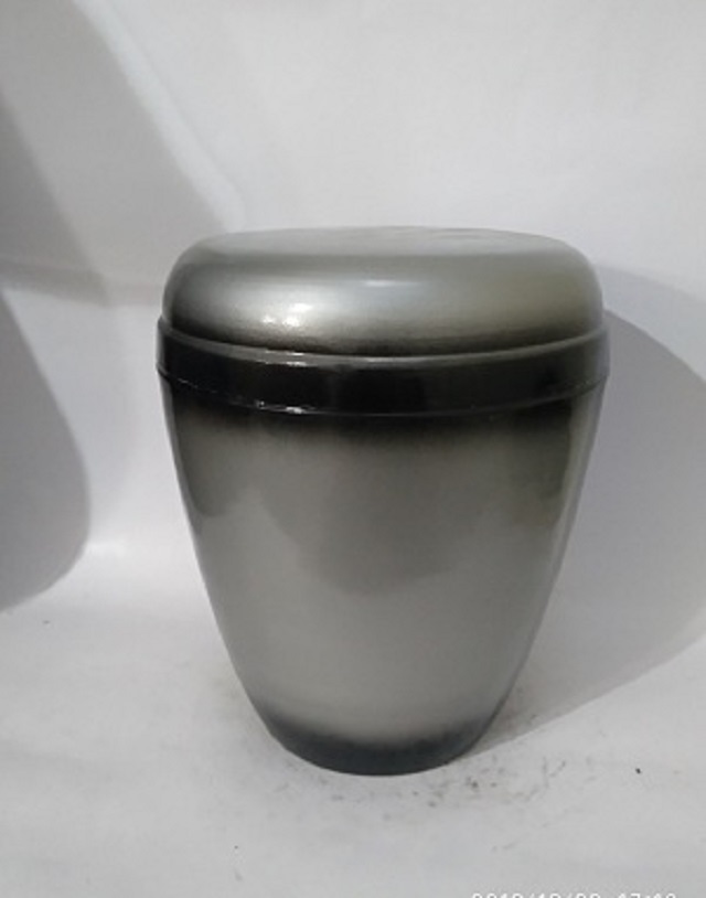 Simple Cremation Urn - Iron Material, 10" Dia X 8" Base X 5" Height | Black Finish, Religious Style, High Quality Metal Craftsmanship