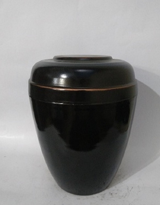 Simple Cremation Urn - Iron Material, 10" Dia X 8" Base X 5" Height | Black Finish, Religious Style, High Quality Metal Craftsmanship
