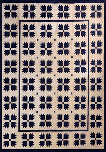 नेवी ब्लू और क्रीम कॉटन हैंडलूम ड्यूरीज़