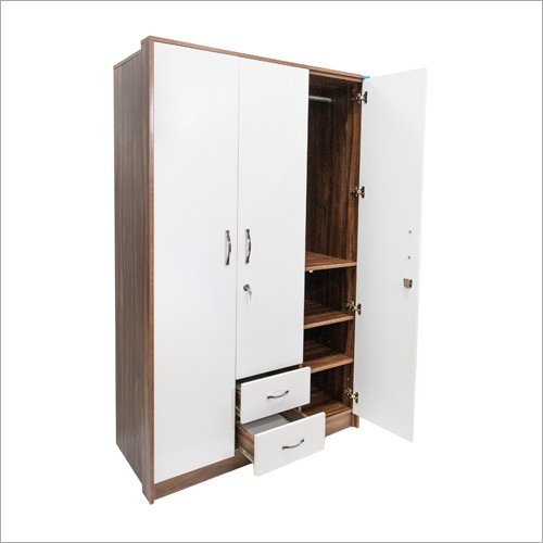 White Modular Wooden Sliding Wardrobe