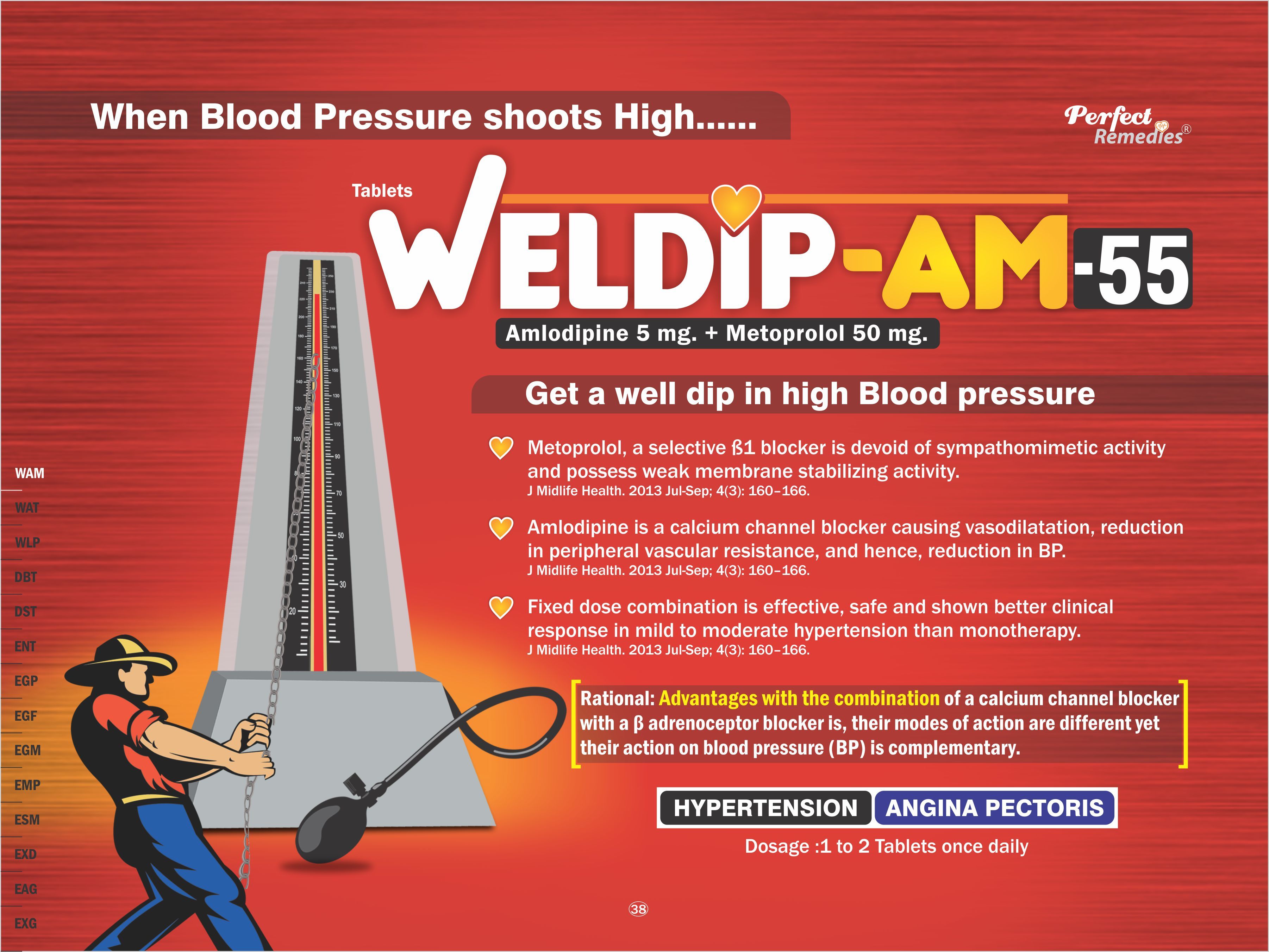 Amlodipine & Metoprolol - 5 Mg + 50 Mg Tablets | For Hypertension Angina Pectoris Suitable For Adults And Aged Persons