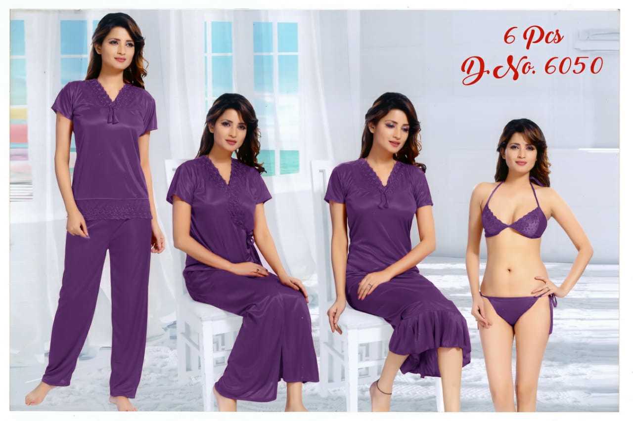Available In Different Color 6 Piece Fancy Night Dress
