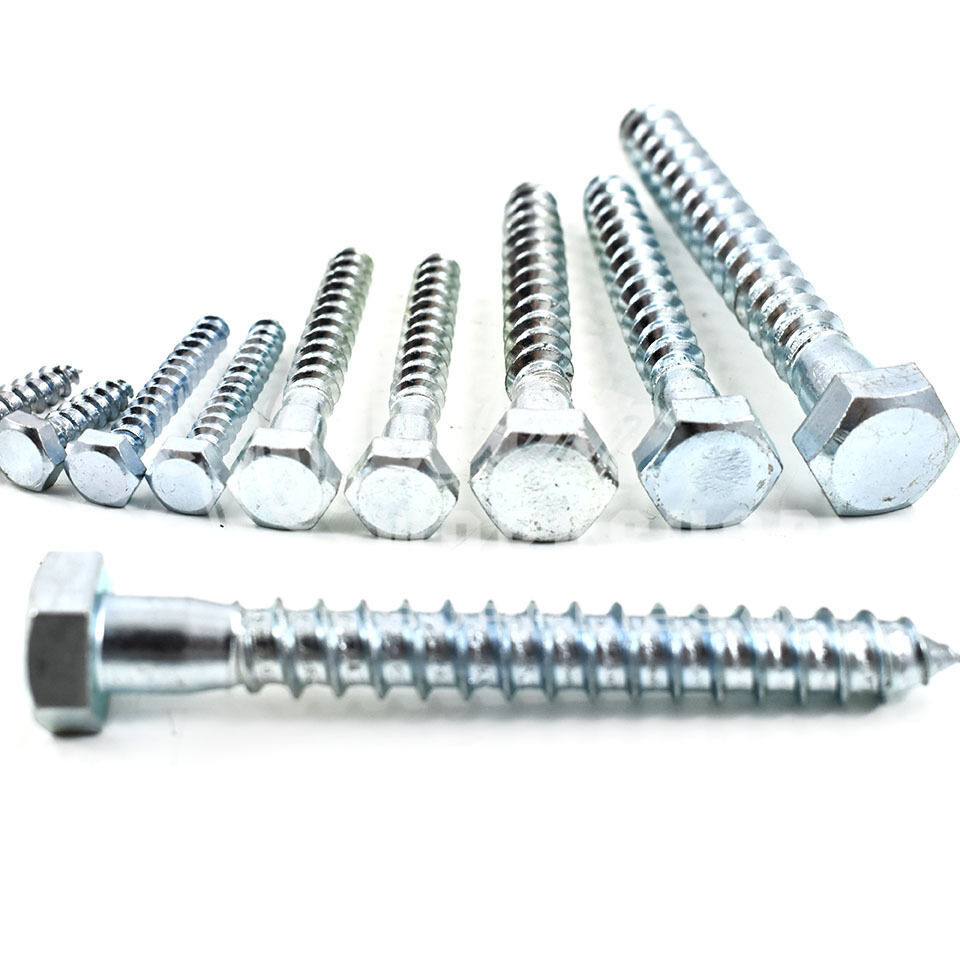 Hex Wood Screw Din 571 - Carbon Steel, All Size Available, Yellow Zinc Plated | Hex Head Type, High Tenacity & Shear Strength, Rust Proof