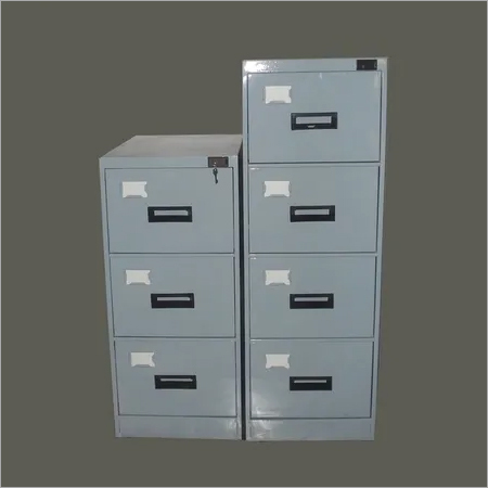 Metal Filing Cabinet - CRCA MS Sheet, Powder Coated Gray Finish, 2/3/4 Drawers, Single Locking System