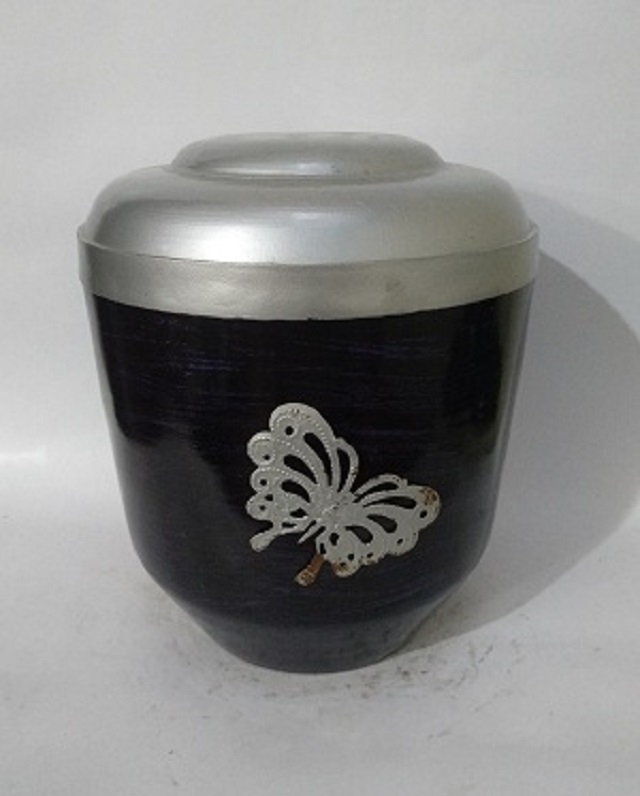 Enamel Birds Blue Metal Iron Urn