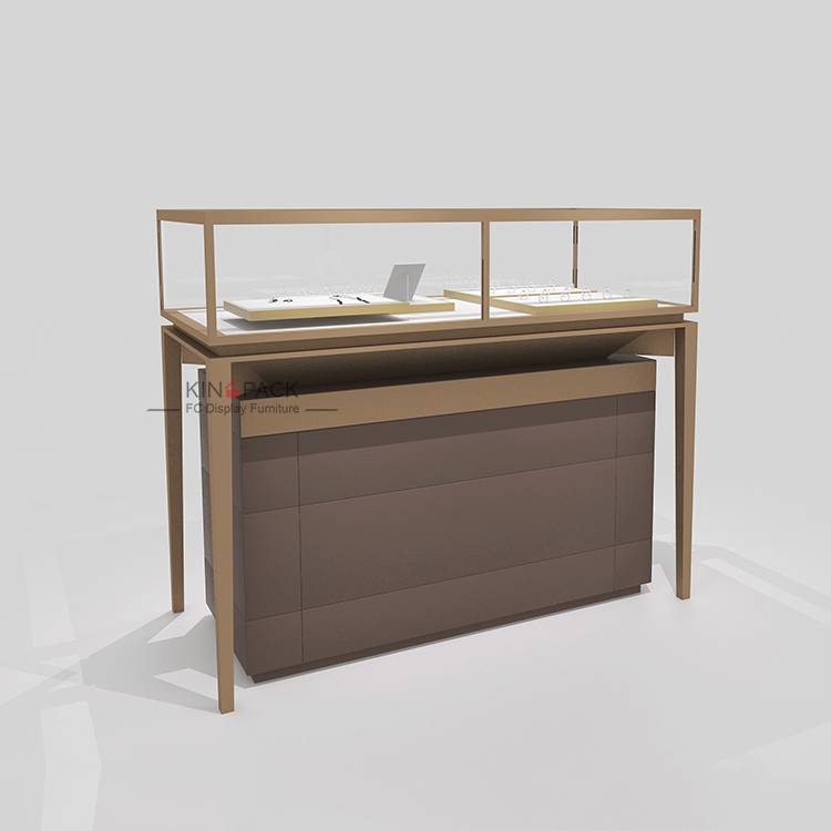 Brushed Jewelry Glass Display Showcase With Removable Storage Case