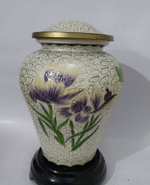 Painting White Cloisonne Cremation Urn