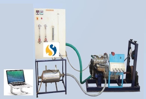 Computerised 1 Cylinder 4 Stroke Diesel Engine Test Rig - Stainless Steel, 200 Kilograms, White-blue-silver | Digital/manual Control, Data Logging Facility, Lab Experiment Use