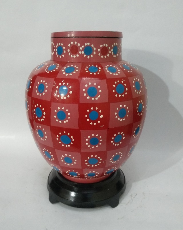 Multi-color Yellow Cloisonne Vase Cremation Urn