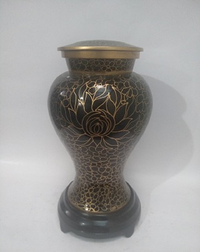 Painting Etienne Cloisonne Metal Urn- Black