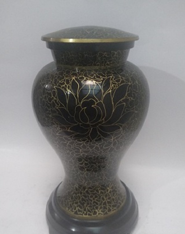 Painting Etienne Cloisonne Metal Urn- Black