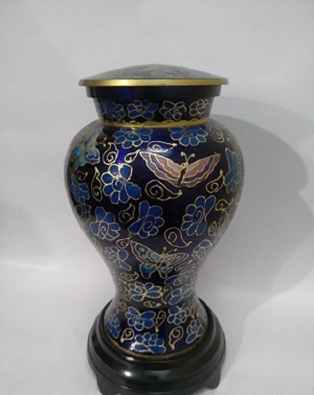 Painting Etienne Cloisonne Metal Urn- Black