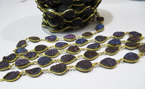 पर्पल नेचुरल ड्रज़ी पीयर शेप कनेक्टर चेन