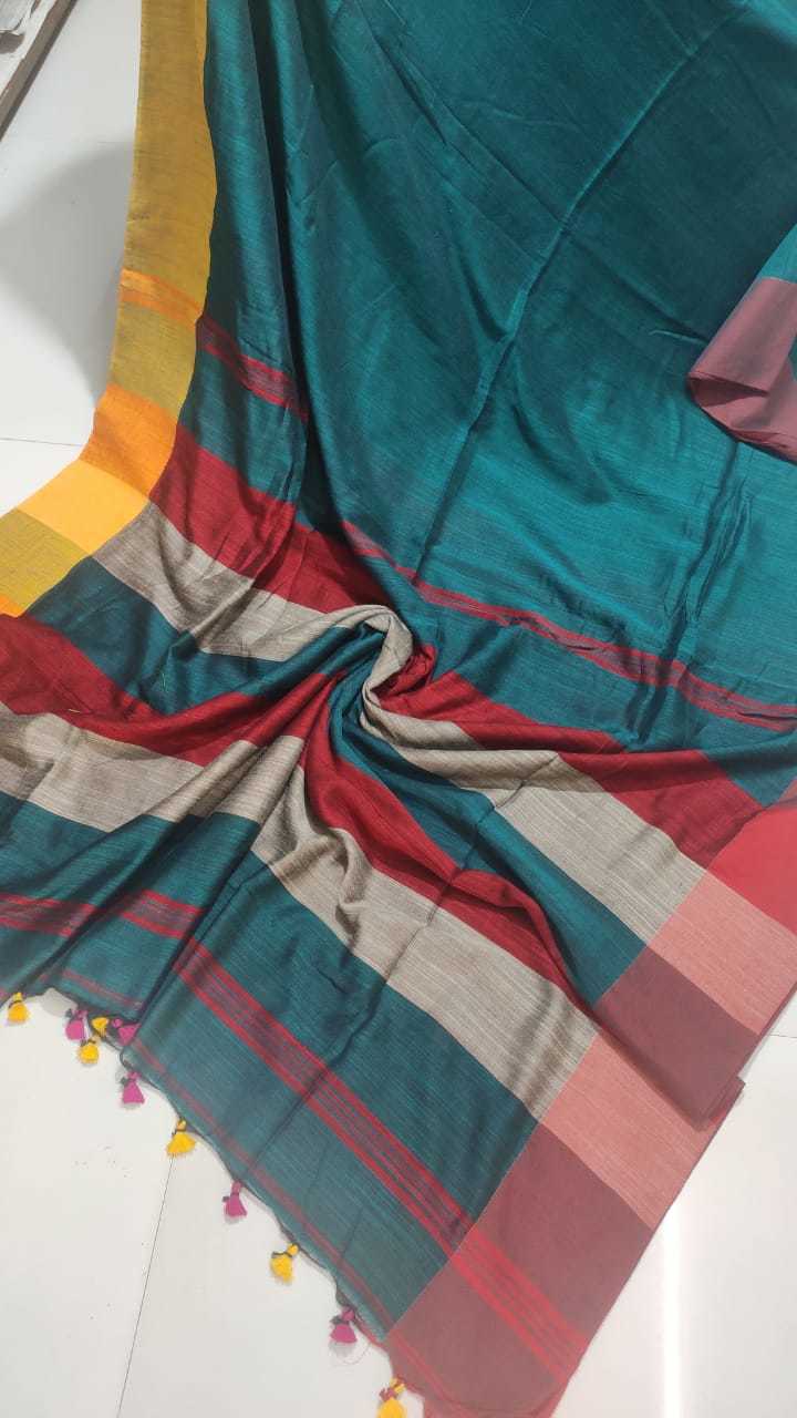 Green. Viscos Handloom Saree.