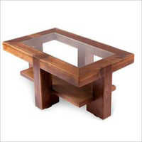 ग्लास टॉप लकड़ी की कॉफी टेबल