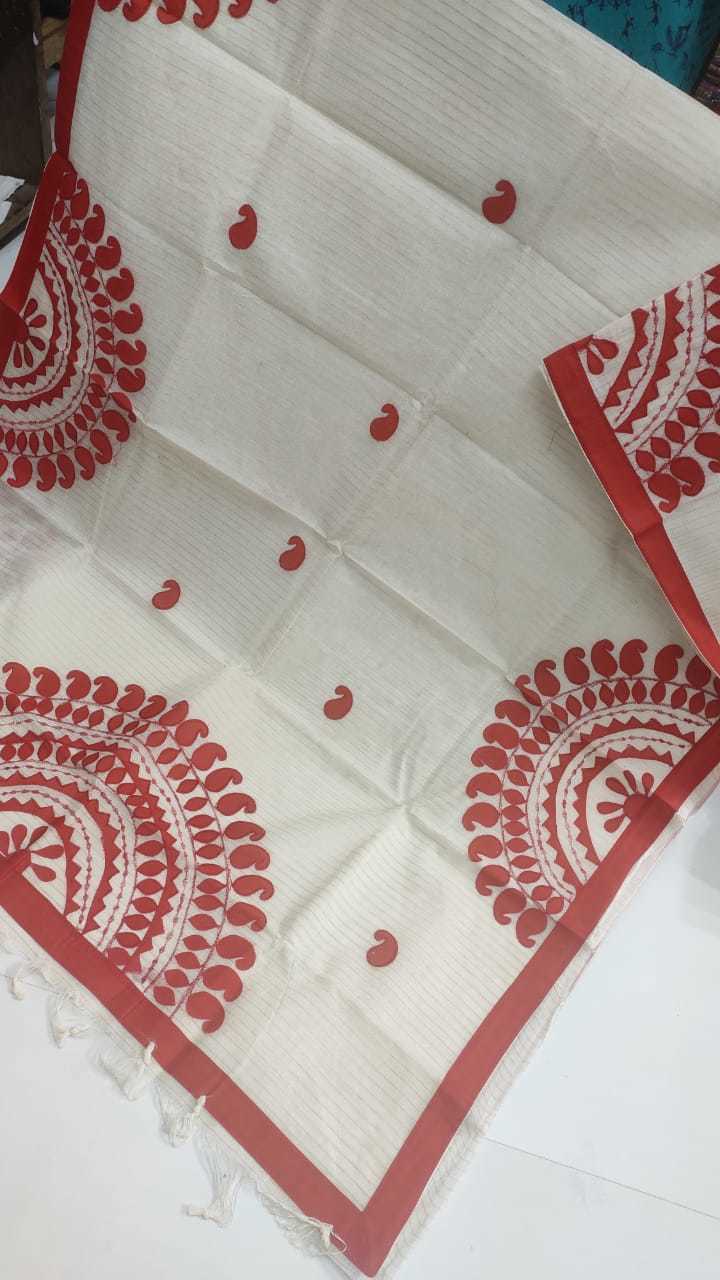 Embroidered Cotton Applique Worked Saree - 6.5 Mtr Length Lightweight & High Quality Design Ideal Party Wear