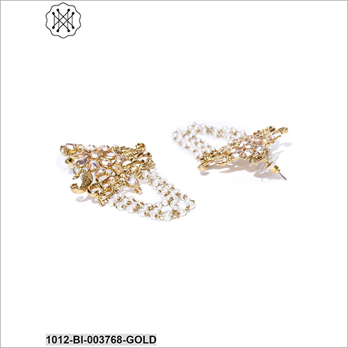 Ladies Studded Long Chain Earring - Metal & Beads | Ideal For Anniversary, Engagement, Gift, And Party Occasions, Stylish And Attractive Design