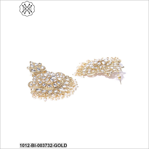 Ladies Studded Fancy Earring - Metal, Adjustable Fit | Durable Design, Perfect For Anniversary, Engagement, Gift, And Party Occasions