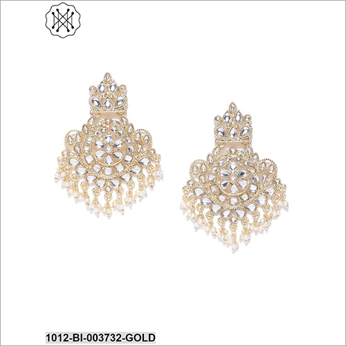 Ladies Studded Fancy Earring - Metal, Adjustable Fit | Durable Design, Perfect For Anniversary, Engagement, Gift, And Party Occasions