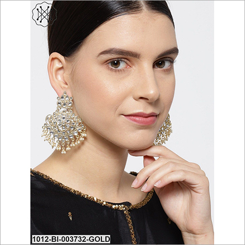 Ladies Studded Fancy Earring - Metal, Adjustable Fit | Durable Design, Perfect For Anniversary, Engagement, Gift, And Party Occasions