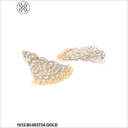 Ladies Modern Earring - Metal With Stone And Beads, Perfect For Engagements, Anniversaries, Gifts, And Various Celebrations