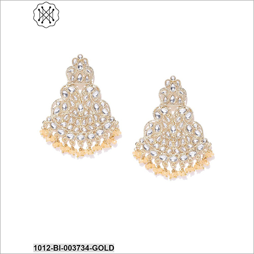 Ladies Modern Earring - Metal With Stone And Beads, Perfect For Engagements, Anniversaries, Gifts, And Various Celebrations