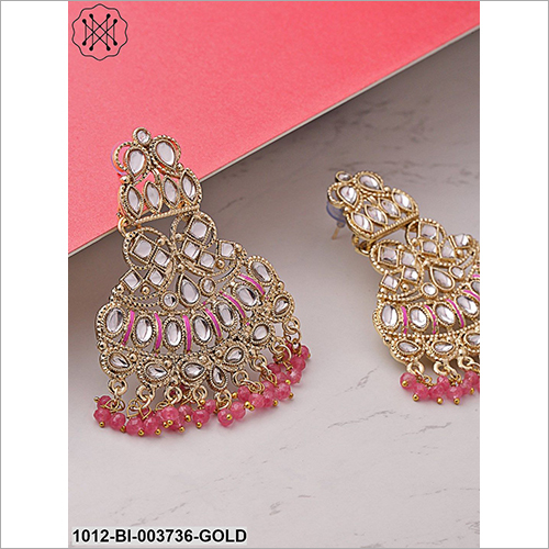 Studded Artificial Earring - Metal, Stone, Beads | Elegant Design For Weddings, Engagements, Parties, And Anniversaries