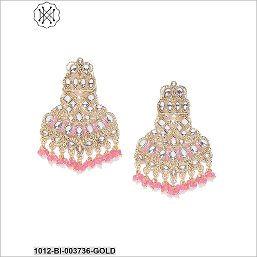 Studded Artificial Earring - Metal, Stone, Beads | Elegant Design For Weddings, Engagements, Parties, And Anniversaries